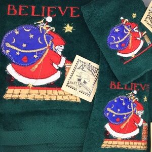Vintage Mary Engelbreit Believe holiday towel set 3 pc Bath NWT